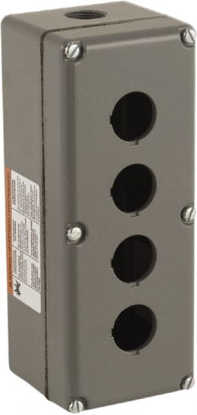 Schneider Electric 9001KY4 4 Hole, 30mm Hole Diameter, Aluminum Pushbutton Switch Enclosure 