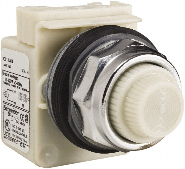 Schneider Electric 9001KP1W31 120 VAC White Lens Indicating Light Image