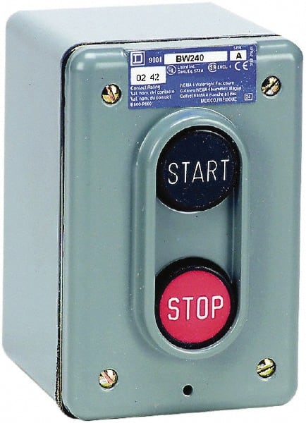 Schneider Electric 9001BW240 Push-Button Control Station: Momentary, NO/NC, Start & Stop 