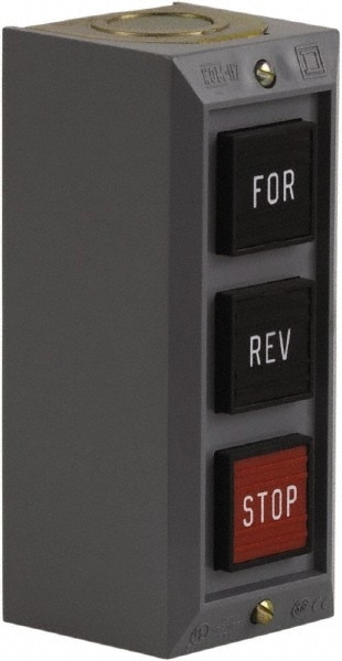 Schneider Electric 9001BG302 Push-Button Control Station: Momentary, 2NO/3NC, Forward, Reverse & Stop Image