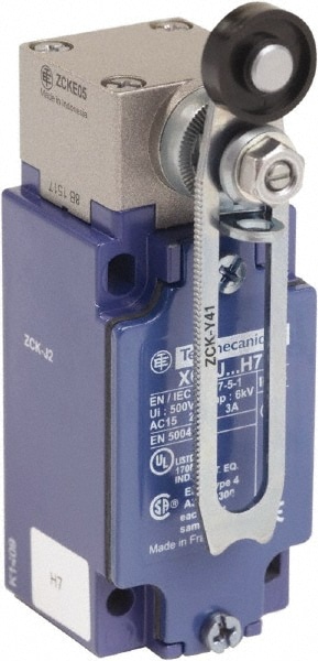 Telemecanique Sensors XCKJ20541H7 General Purpose Limit Switch: SPDT, 2NC/2NO, Roller Lever, Top Image