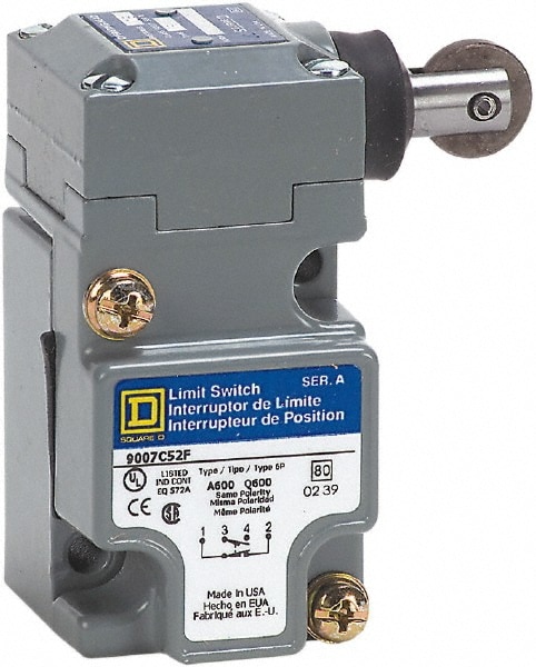 Square D 9007C52F General Purpose Limit Switch: SPDT, NC, Roller Plunger, Top Image