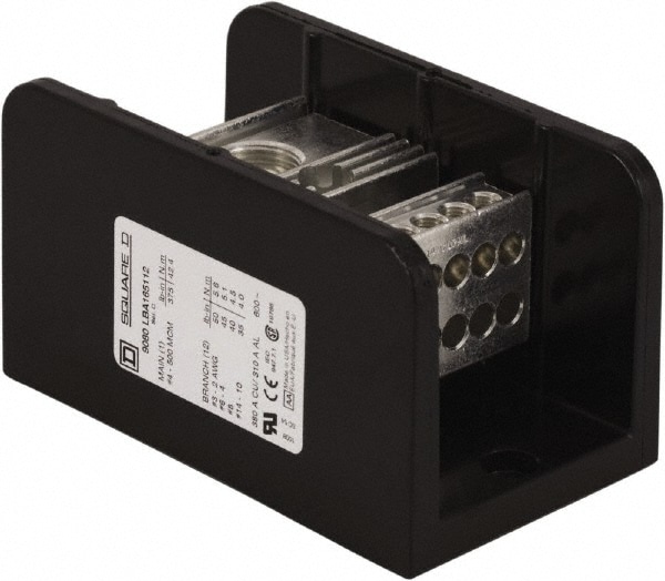 Square D 9080LBA165112 1 Pole, 310 (Aluminium), 380 (Copper) Amp, Phenolic Power Distribution Block Image