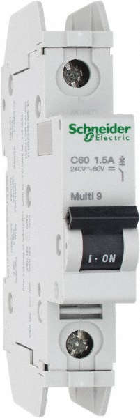 Schneider Electric 60102 1 Amp, 125 VDC, 240 VAC, 60 VDC, 1 Pole, DIN Rail Mount, Fixed Mount Miniature Circuit Breaker Image