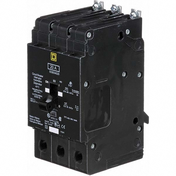 Square D EGB34020 20 Amp, 480Y/277 V, 3 Pole, Bolt On Branch Circuit Breaker Image