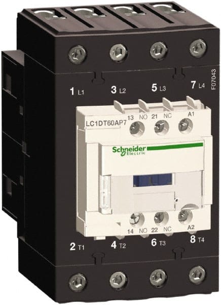 Schneider Electric LC1DT60AG7 IEC Contactor: 4 Poles, NC & NO 