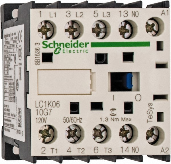 Schneider Electric LC1K0610G7 IEC Contactor: 3 Poles, NO Image