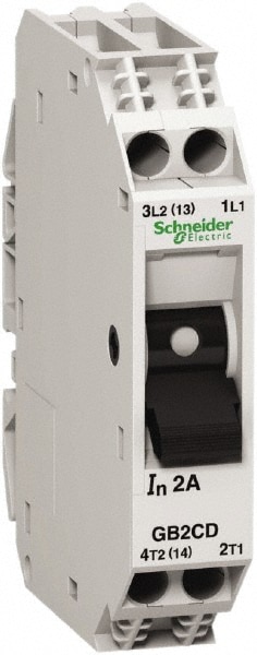 Schneider Electric GB2CD07 2 Amp, 1 Pole, Backplate, Clip, DIN Rail Mount Circuit Protector Image