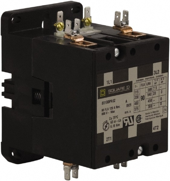 Square D 8910DPA92V02 2 Pole, 90 Amp Inductive Load, 110 Coil VAC at 50 Hz and 120 Coil VAC at 60 Hz, Definite Purpose Contactor Image