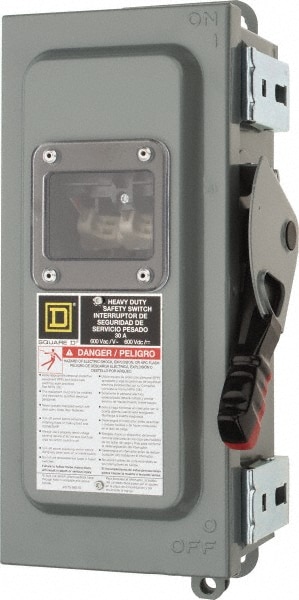 Square D HU361AWKVWEI Safety Switch: NEMA 12 & 3R, 30 Amp, 600VAC/VDC Image