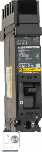 Square D FH16020C 20 Amp, 125 VDC, 277 VAC, 1 Pole, Plug On Molded Case Circuit Breaker Image