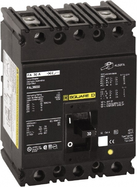 Square D FAL32080 80 Amp, 240 VAC, 3 Pole, Panel Mount Molded Case Circuit Breaker Image