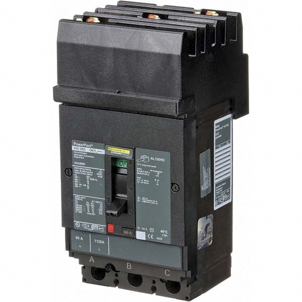 Square D HGA36060 60 Amp, 600 VAC, 3 Pole, Plug In Molded Case Circuit Breaker Image