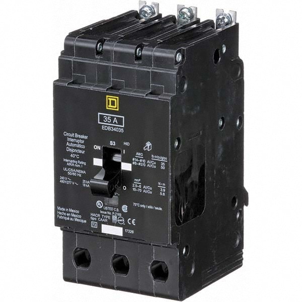 Square D EDB34035 35 Amp, 480Y/277 V, 3 Pole, Bolt On Miniature Circuit Breaker Image