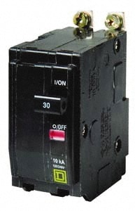 Square D QOB210 10 Amp, 240 VAC, 2 Pole, Bolt On Miniature Circuit Breaker Image