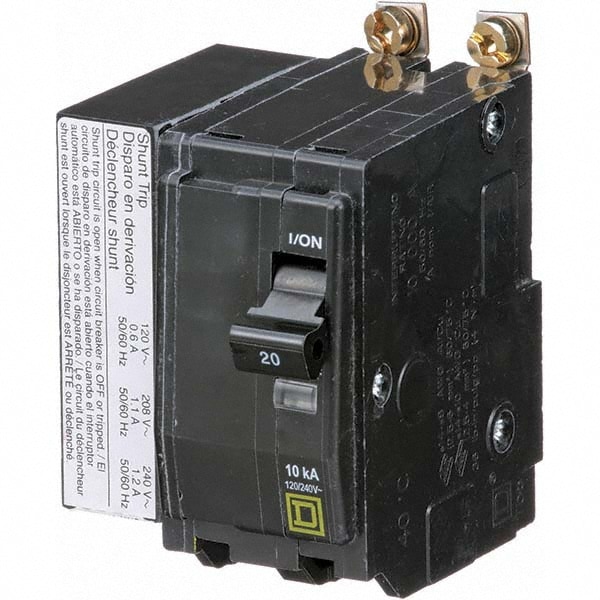 Square D QOB2201021 20 Amp, 240 VAC, 2 Pole, Bolt On Miniature Circuit Breaker Image