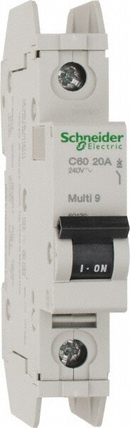 Schneider Electric 60130 20 Amp, 125 VDC, 240 VAC, 60 VDC, 1 Pole, DIN Rail Mount, Fixed Mount Miniature Circuit Breaker Image