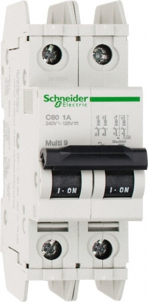 Schneider Electric 60135 1 Amp, 125 VDC, 240 VAC, 60 VDC, 1 Pole, DIN Rail Mount, Fixed Mount Miniature Circuit Breaker Image