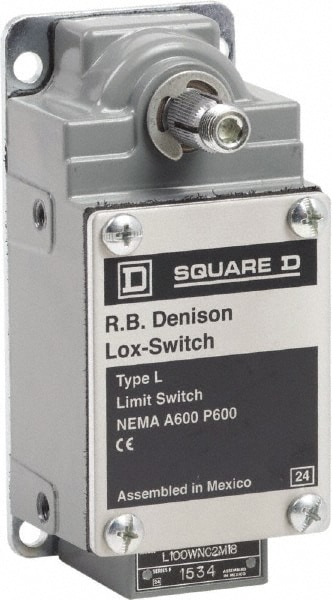 Square D L100WNC2M18 General Purpose Limit Switch: DPST, 2NC, Rotary Spring Return, Side Image