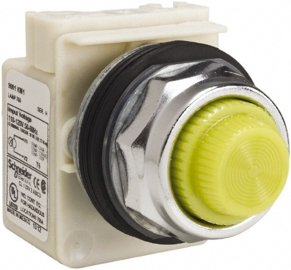 Schneider Electric 9001KP1Y31 120 VAC Yellow Lens Indicating Light Image