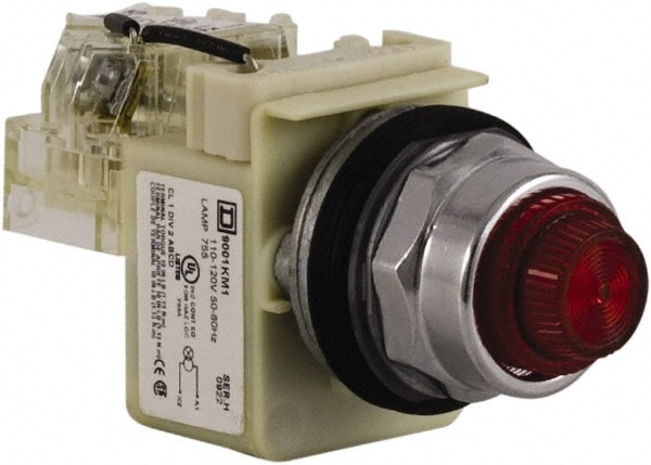 Schneider Electric 9001KT1R31 Red Lens Press-to-Test Indicating Light Image