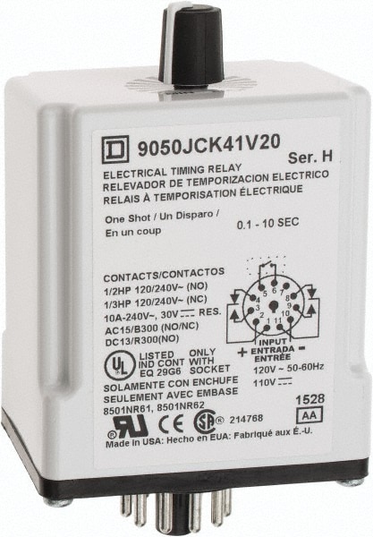 Square D 9050JCK41V20 DPDT Time Delay Relay Image