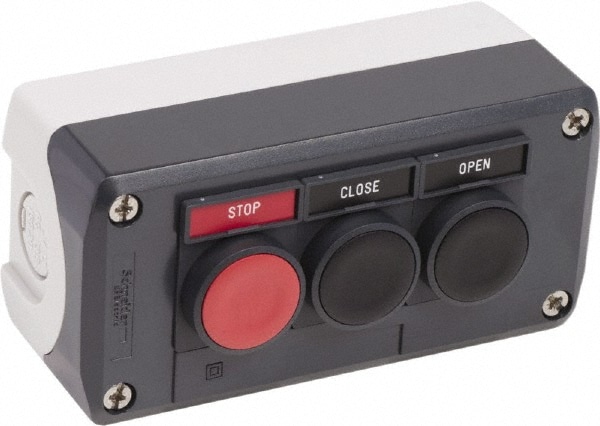 Schneider Electric XALD321S1H7 Push-Button Control Station: Momentary, 2NO/NC, Open, Close & Stop Image