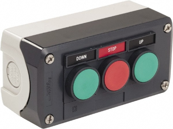 Schneider Electric XALD321H29H7 Push-Button Control Station: Momentary, 2NO/NC, Up, Down & Stop Image