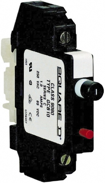 Square D 9080GCB10 1 Amp, 250 VAC, 65 VDC, 1 Pole, DIN Rail Mount Circuit Protector Image