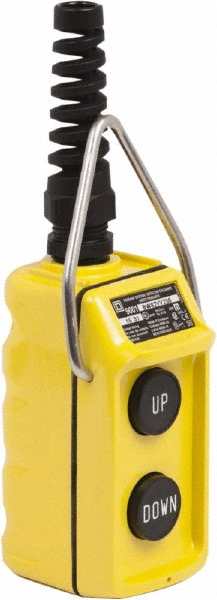 Pendant Control Station: Momentary, 4NO, Up & Down - 2 Pushbutton Operators, Flush Push Button Operator, 4 NEMA Rating, Yellow