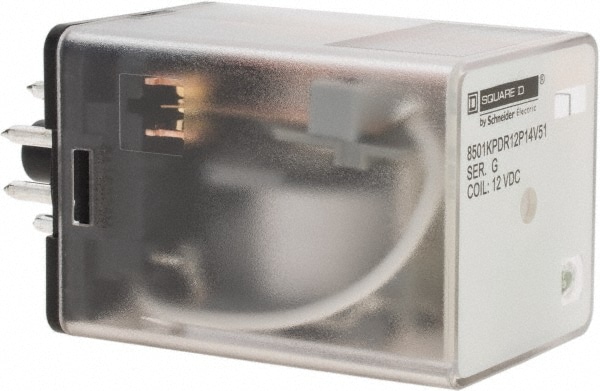 Square D 501KPDR12P14V51 8 Pins, 1 hp at 277 Volt & 1/3 hp at 120 Volt, 3 VA Power Rating, Octal Electromechanical Plug-in General Purpose Relay Image