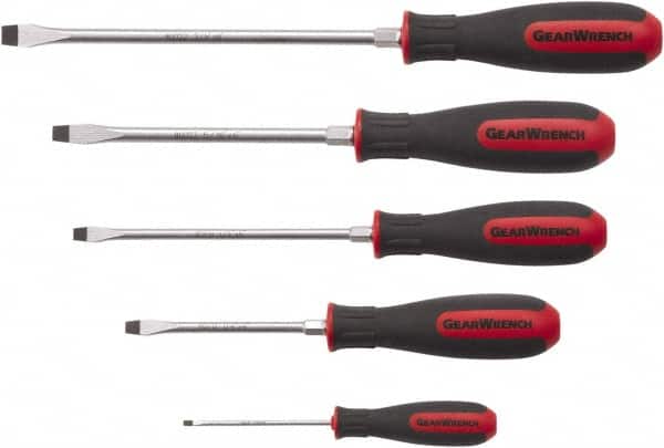 Screwdriver Set: 5 Pc, Slotted