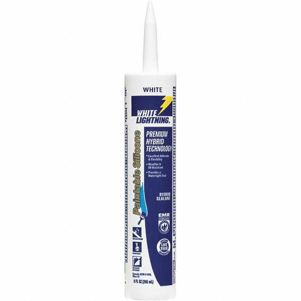 White Lightning 9 oz Tube White Acrylic & Silicone Hybrid Caulk