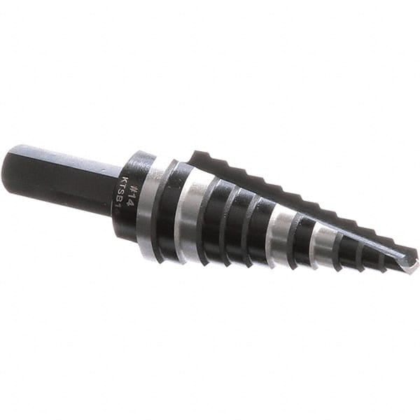 Klein Tools KTSB14 Step Drill Bits: 3/16" to 7/8" Hole Dia, 3/8" Shank Dia, High Speed Steel, 12 Hole Sizes 