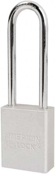 American Lock S1107CLR Lockout Padlock: Keyed Different, Key Retaining, Aluminum, 3" High, Plated Metal Shackle, Silver 