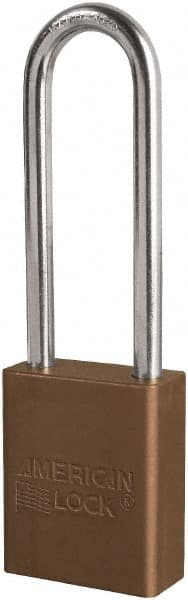 American Lock S1107BRN Lockout Padlock: Keyed Different, Key Retaining, Aluminum, 3" High, Plated Metal Shackle, Brown 