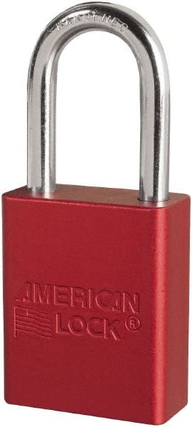 American Lock S1106RED Lockout Padlock: Keyed Different, Key Retaining, Aluminum, Plated Metal Shackle, Red 