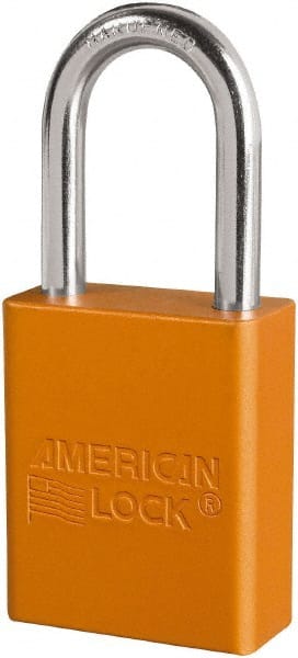 American Lock S1106ORJ Lockout Padlock: Keyed Different, Key Retaining, Aluminum, Plated Metal Shackle, Orange 