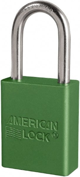 American Lock S1106GRN Lockout Padlock: Keyed Different, Key Retaining, Aluminum, Plated Metal Shackle, Green 