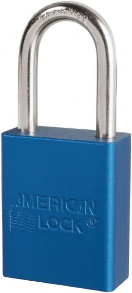 American Lock S1106BLU Lockout Padlock: Keyed Different, Key Retaining, Aluminum, Plated Metal Shackle, Blue 