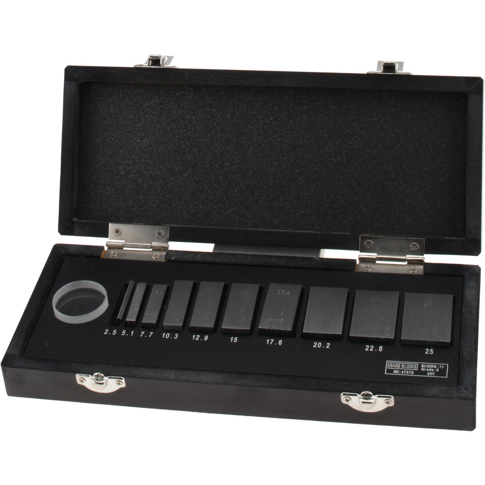 Gage Block Set: 10 Pc, Steel - Rectangle, 0.000016 to 0.000044'' Tolerance, NIST