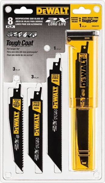 Dewalt DWA4101 8 Piece, 4" to 12" Long x 1" Thick, High Speed Steel Reciprocating Saw Blade Set 