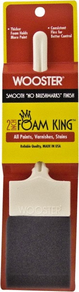 Paint Brush: 2" Wide, Foam, Synthetic Bristle - 6" Beavertail Plastic Handle