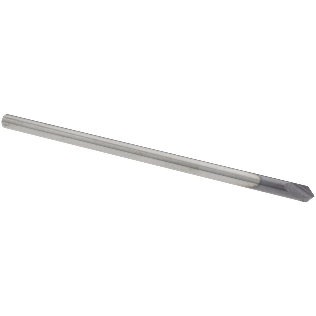 Harvey Tool Chamfer Mill: 1/8" Dia, 90 deg, 2 Flute, 1/8" Shank Dia, Solid Carbide, Single End - 3" OAL, AlTiN Coated | Part #50645-C3