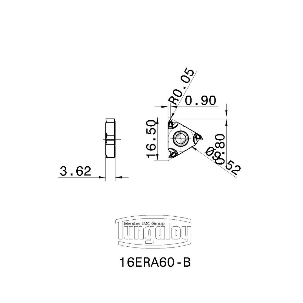 Tungaloy - Laydown Threading Insert: 16ERA60-B AH725, Carbide | MSC Direct