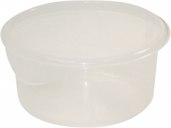 Food Storage Container: Polypropylene, Round - 4" OAH, 8-1/2" Overall Dia