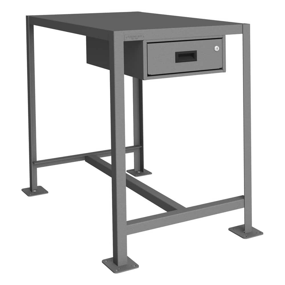 Stationary Machine Work Table with Drawer: Textured Gray