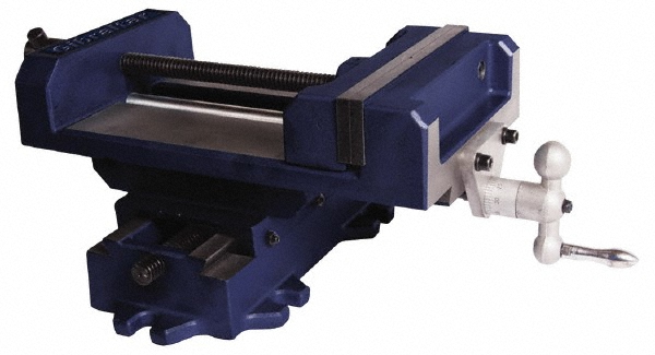 Horizontal Drill Press Vise: 3" Jaw Width, 3" Jaw Opening - 5-1/2" OAL, 5-5/8" OAH, Cross-Slide, Cast Iron