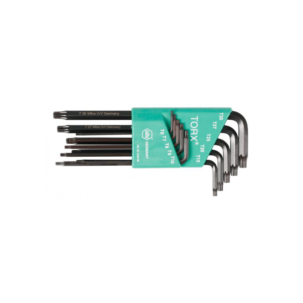 Torx® Key Set: 10 Pc, L-Handle, T6 to T30 - Torx® Sizes T10, T15 & T20