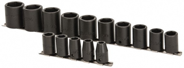 SK - Impact Standard Socket Set: 8 Pc, 1/2 mm Drive, 1/2 to 15/16″ Socket -  00667816 - MSC Industrial Supply